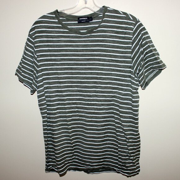 ❤️FREE WITH ANY BUY❤️cute comfy Woolworths t-shirt top olive green white stripes - Picture 1 of 4